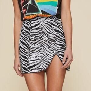 Revolve LPA Zebra Sequin Mini Skirt